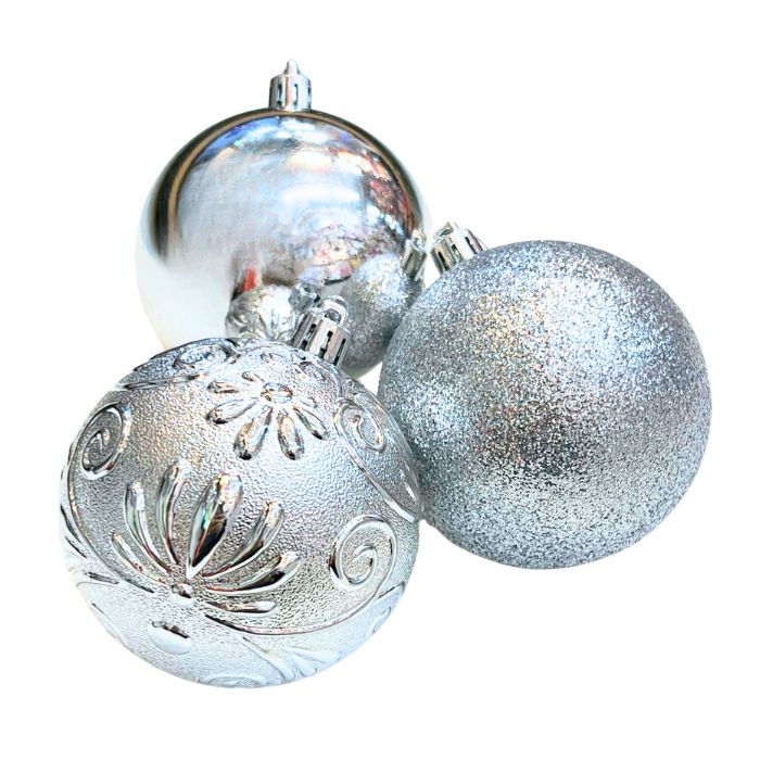 Mixed Glitter Embossed Christmas Ball Set (Assorted)