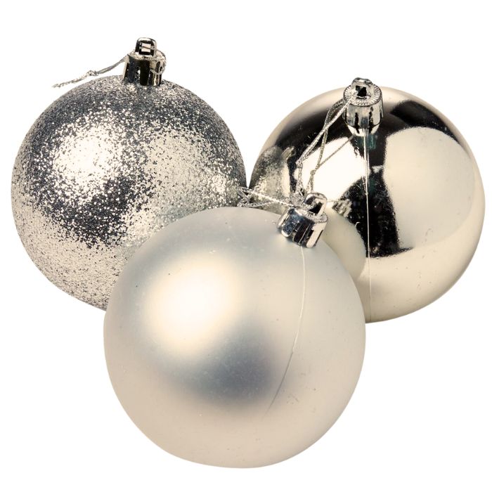 Mixed Glitter Shiny Plain Christmas Balls (Assorted)