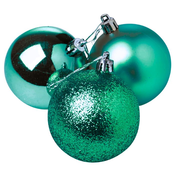 Mixed Glitter Shiny Plain Christmas Balls (Assorted)