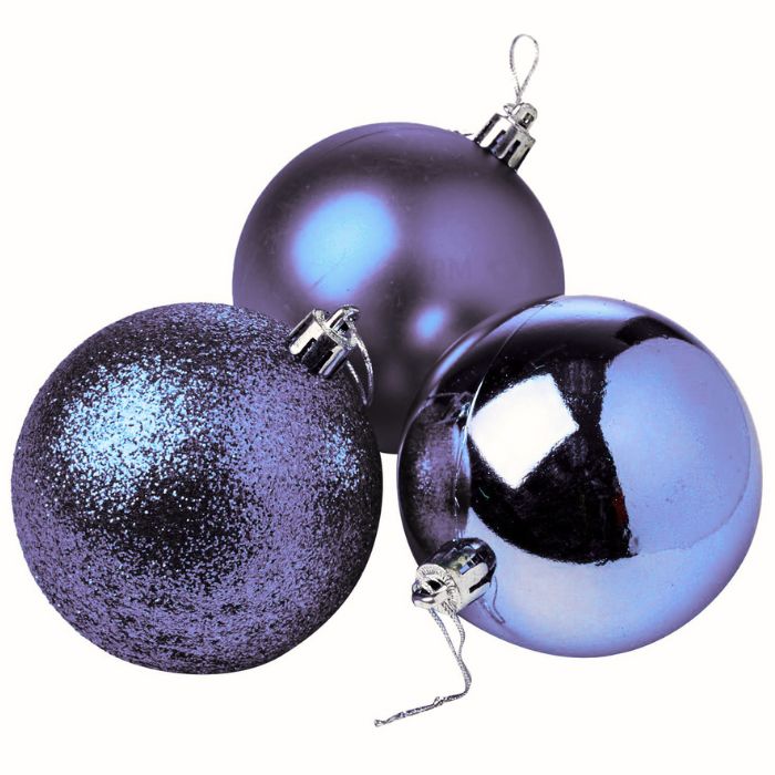 Mixed Glitter Shiny Plain Christmas Balls (Assorted)