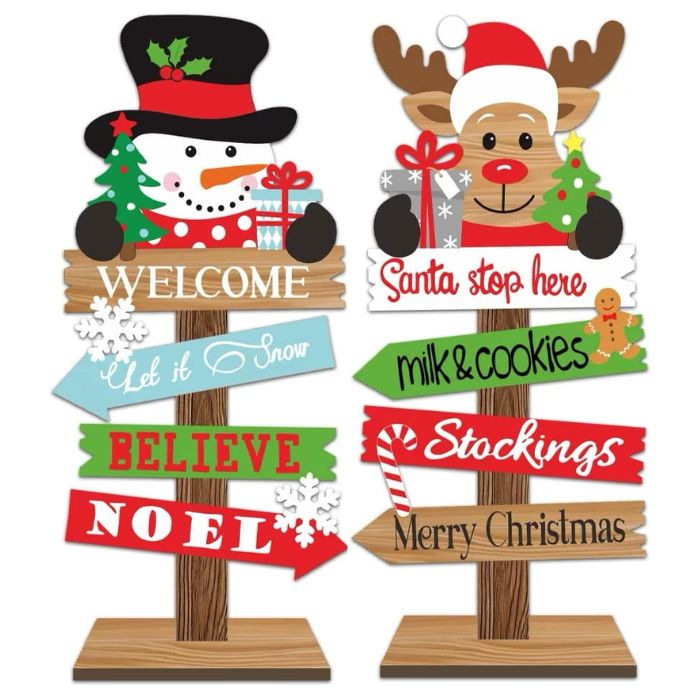 10x22cm Wooden Christmas Direction Stand