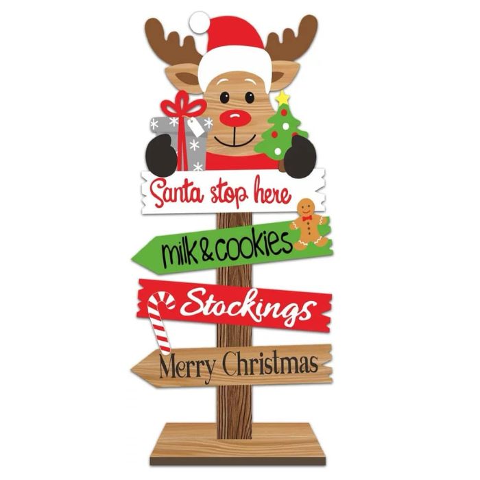 10x22cm Wooden Christmas Direction Stand