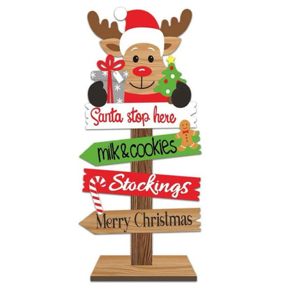 10x22cm Wooden Christmas Direction Stand