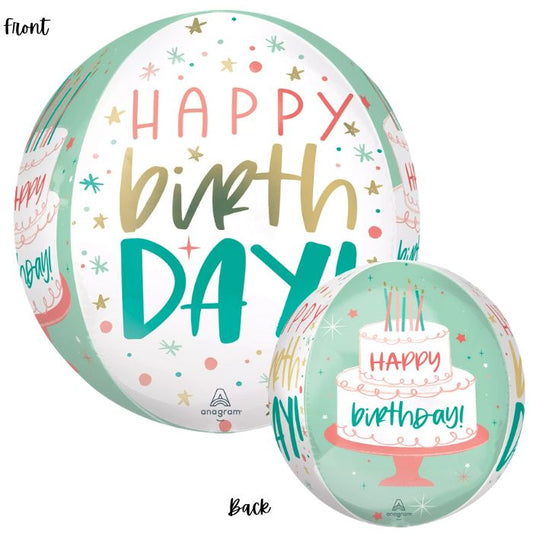 15 Inch Happy Birthday Cake Day Orbz Foil Balloon A42654