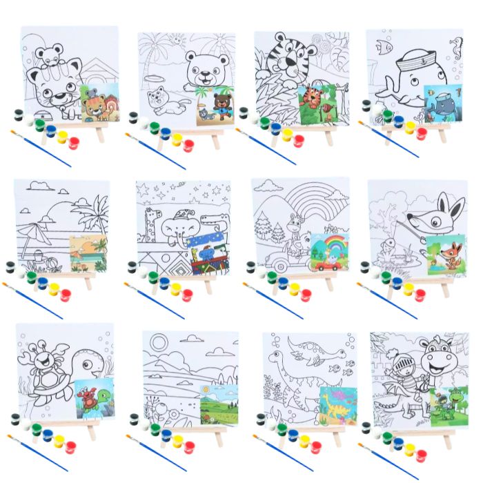 15x15cm DIY Canvas with Painting Stand (Assorted)
