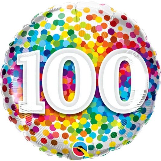 18 Inch 100 Confetti Round Foil Balloon Q49565