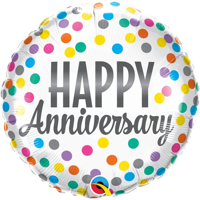 18 Inch Happy Anniversary Confetti Round Balloon Q26985