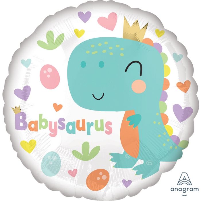 18 Inch Babysaurus Dinosaur Round Foil Balloon A41669