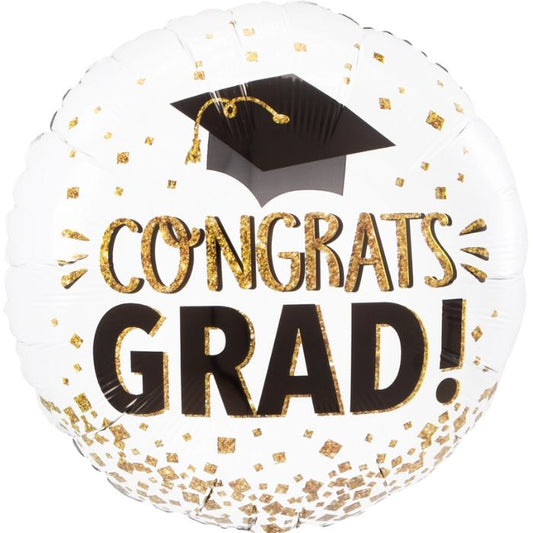 18 Inch Congrats Grad Gold Glitter Foil Balloon A44213