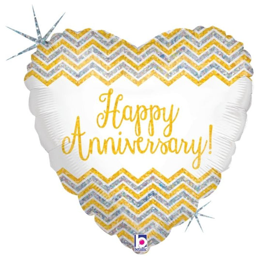 18 Inch Heart Shape Chevron Anniversary Foil Balloon BL36164P