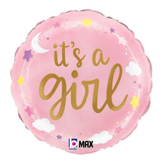18 Inch It's a Girl Stars Cloud Round Foil Balloon BL26295P
