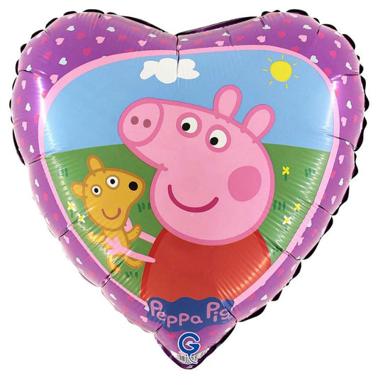 18 Inch Peppa Pig and Teddy Heart Foil Balloon GBL18031P