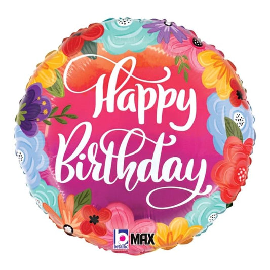 18 Inch Round Birthday Bright Flowers BL26366P