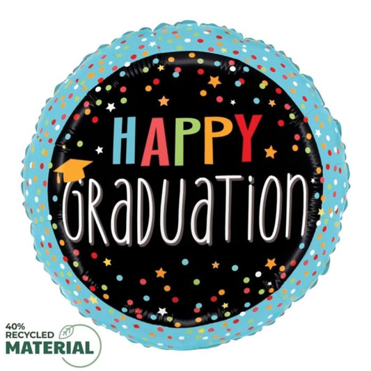 18 Inch Round Graduation Confetti Foil Balloon BL26445P
