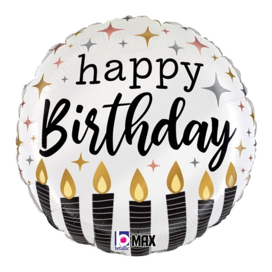 18 Inch Round Satin Metallic Birthday Candle Foil Balloon BL26281P
