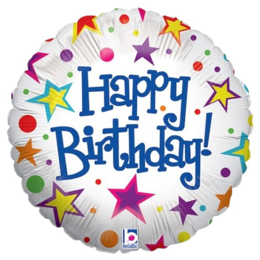 18 Inch Round White Bright Birthday Foil Balloon BL86181P