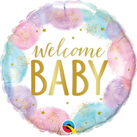 18 Inch Welcome Baby Watercolor Round Foil Balloon Q26644