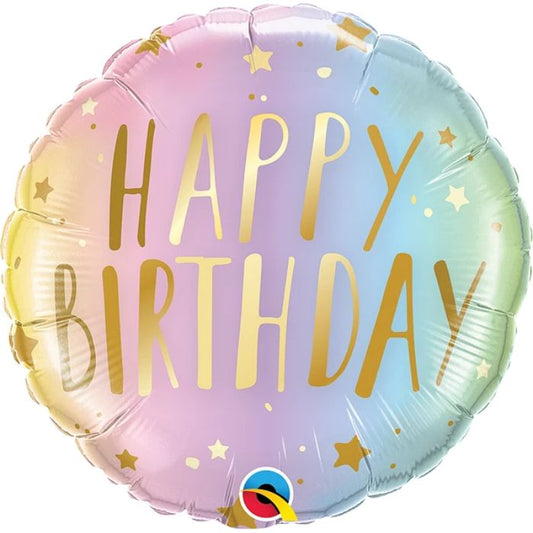 18 Inch Pastel Happy Birthday Round Foil Balloon Q88052