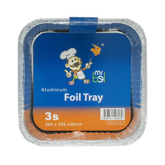 Square Aluminium Foil Tray (3pcs)