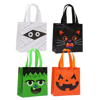 20x20x9cm Halloween Printed Woven Bag (4pcs Assorted)