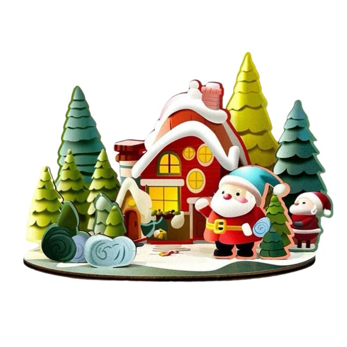 21x15cm Wooden Christmas House Tabletop Decoration