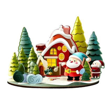 21x15cm Wooden Christmas House Tabletop Decoration
