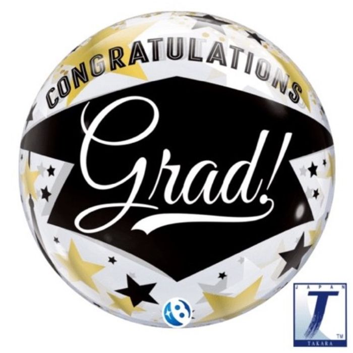 22 Inch Bubble Graduate Black Stars JP00040