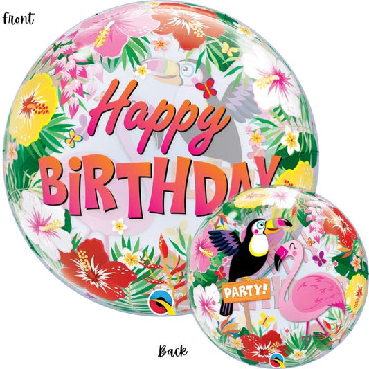 22 Inch Tropical Birthday Flamingo Bubble  Balloon Q87740