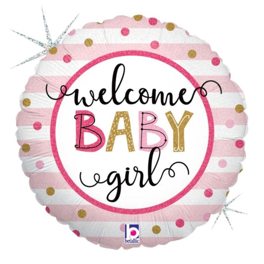 18 Inch Baby Girl Stripes Round Foil Balloon B26135