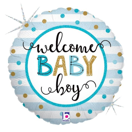 18 Inch Baby Boy Stripes Round Foil Balloon B26136