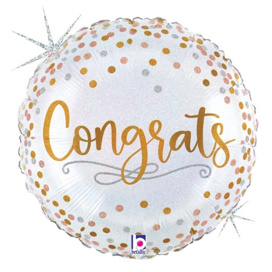 18 Inch Congrats Confetti Round Foil Balloon B26182