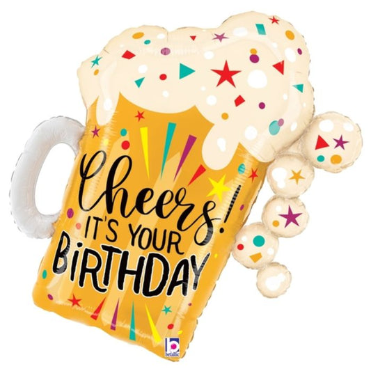 27 Inch Birthday Confetti Beer Supershape Foil Balloon BL25365P