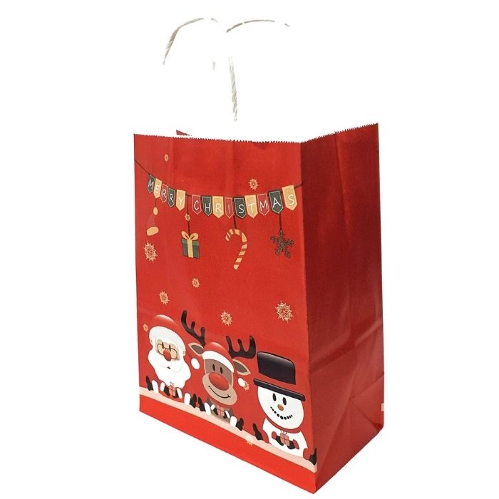 Red Christmas themed kraft paper bag