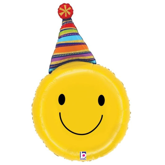 29 Inch Party Hat Smiley Face Supershape Foil Balloon BL25521P