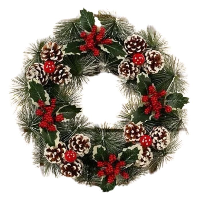 30cm PVC Brush Pine Cone Wreath 24H145-30
