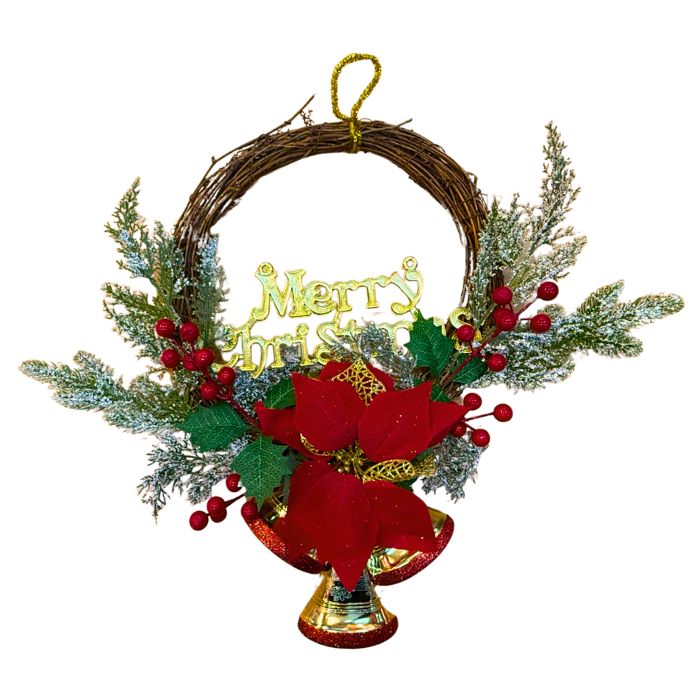 30cm Twine Wreath with Bells 24H213-30