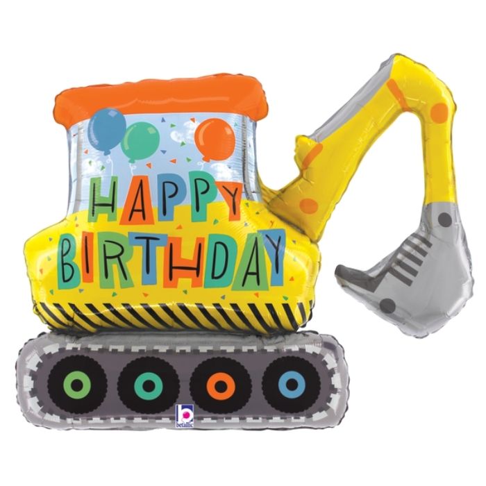 31 Inch Happy Birthday Construction Vehicle Shape Foil Balloon BL25290P
