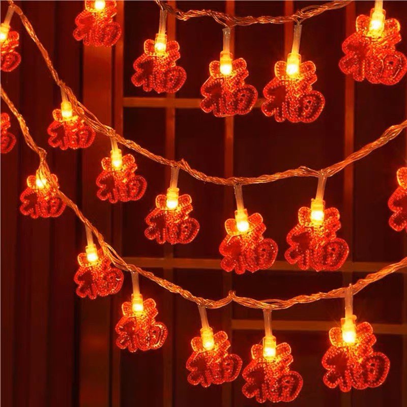 CNY 10 LED Battery Operated Fu Lights (Red)