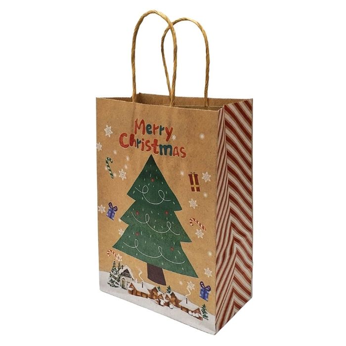 Brown Christmas themed kraft paper bag