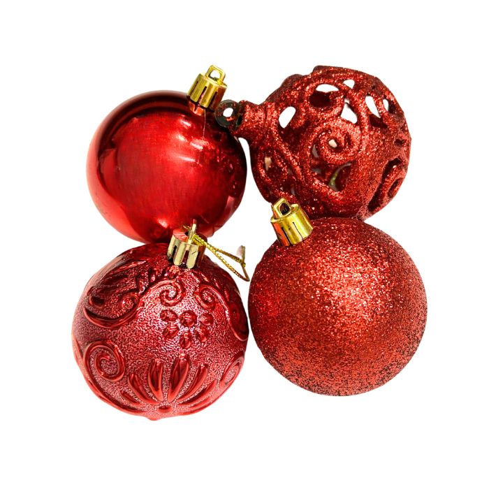 6cm Mixture Christmas Balls (24pc) (Assorted)