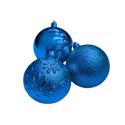 Mixed Glitter Embossed Christmas Ball Set (Assorted)