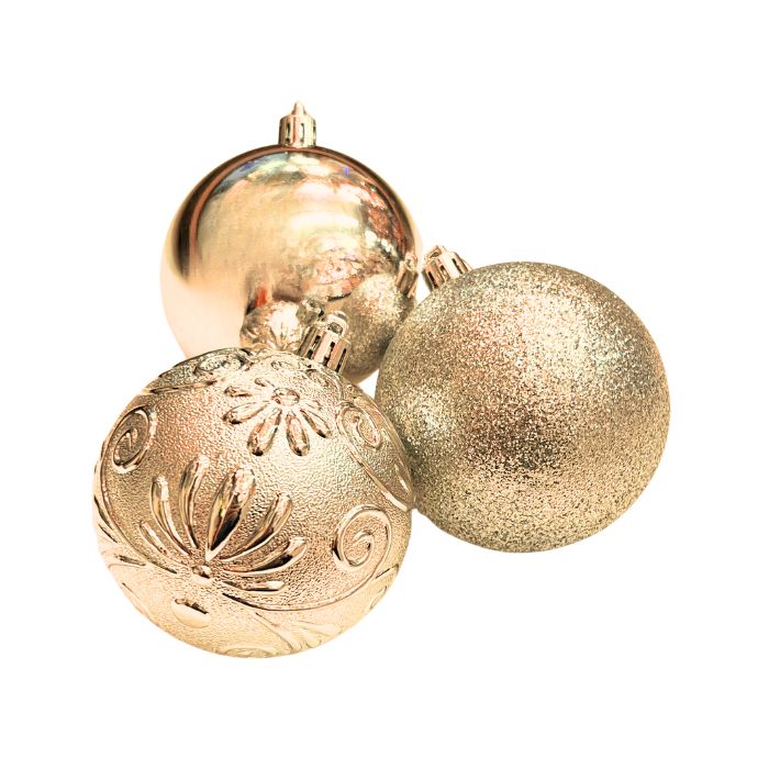 Mixed Glitter Embossed Christmas Ball Set (Assorted)