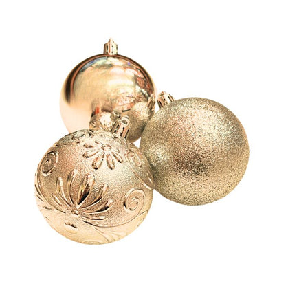 Mixed Glitter Embossed Christmas Ball Set (Assorted)