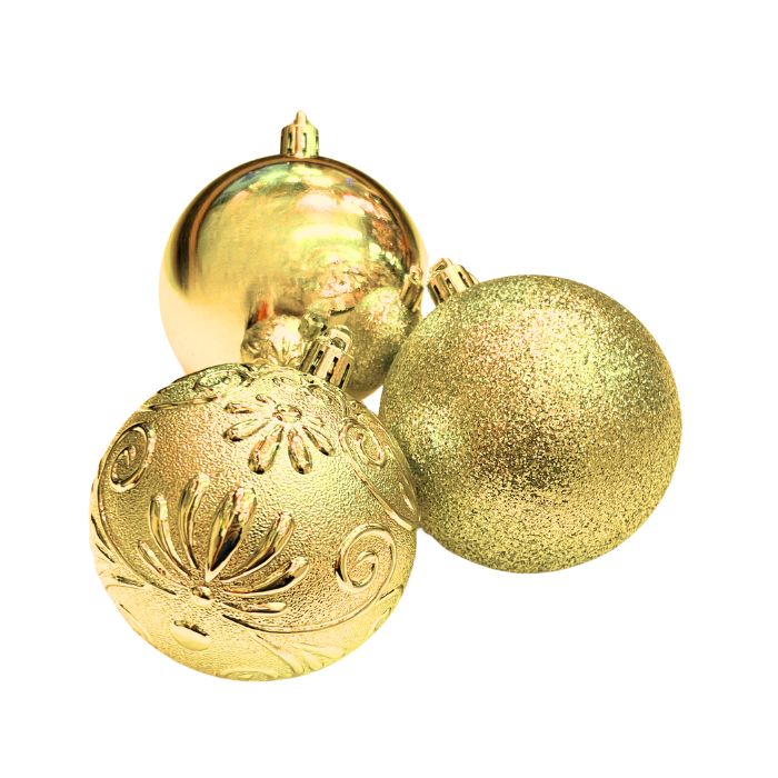 Mixed Glitter Embossed Christmas Ball Set (Assorted)