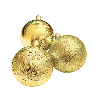 Mixed Glitter Embossed Christmas Ball Set (Assorted)