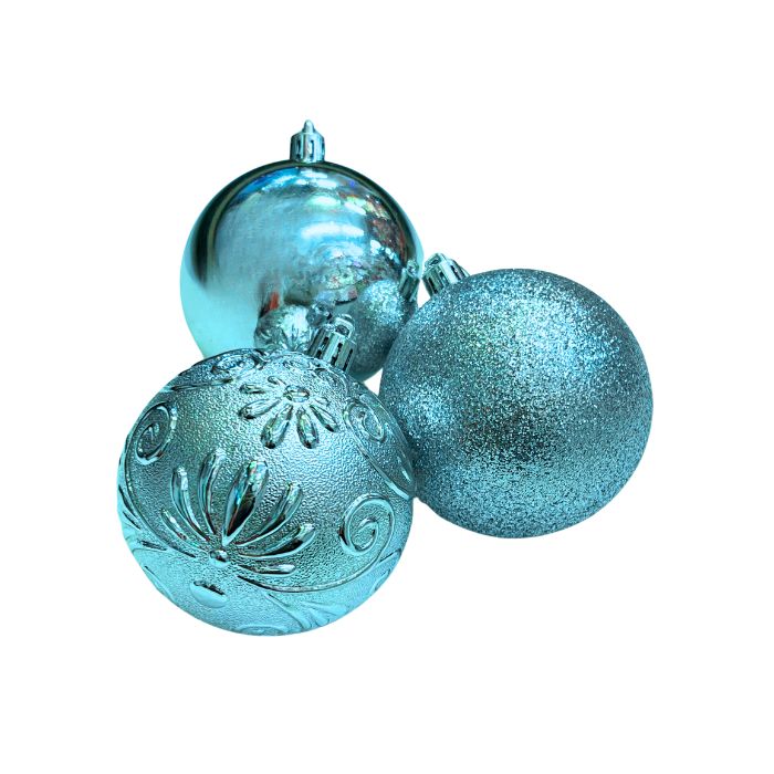 Mixed Glitter Embossed Christmas Ball Set (Assorted)