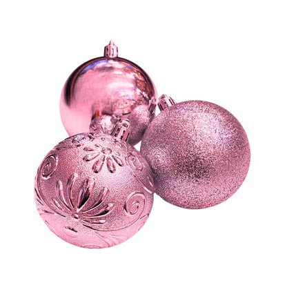 Mixed Glitter Embossed Christmas Ball Set (Assorted)