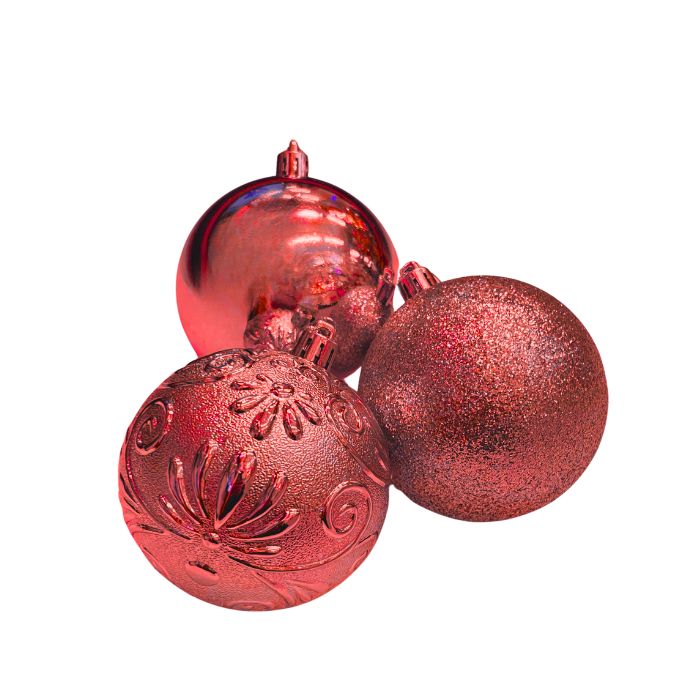 Mixed Glitter Embossed Christmas Ball Set (Assorted)