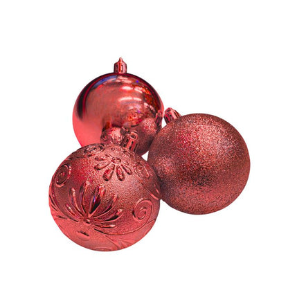 Mixed Glitter Embossed Christmas Ball Set (Assorted)
