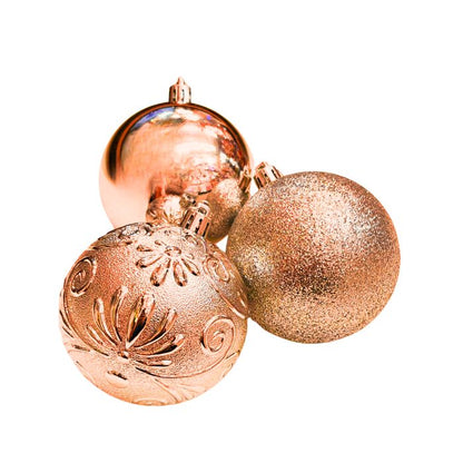 Mixed Glitter Embossed Christmas Ball Set (Assorted)